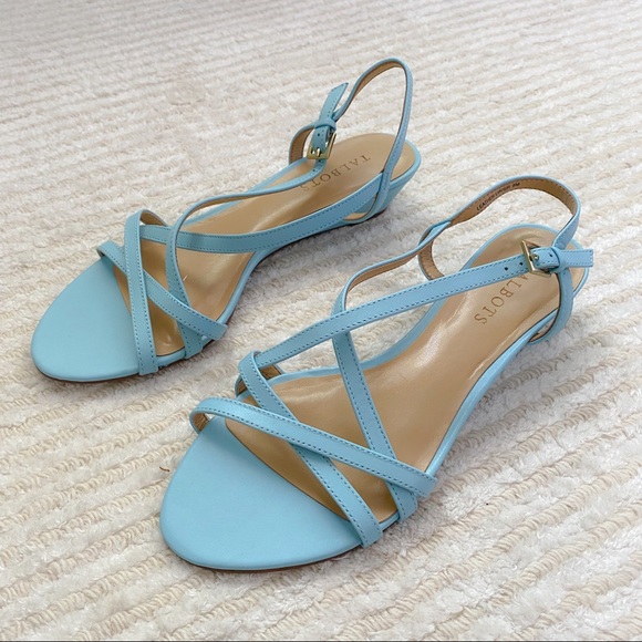 Talbots aqua Capri Crossed Napa Wedge Sandals - Picture 2 of 12